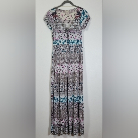 DEPT Floral Maxi Dress XS/S Boho Hippie Cottagecore Gypsy Festival Flowy Rayon - Picture 1 of 15